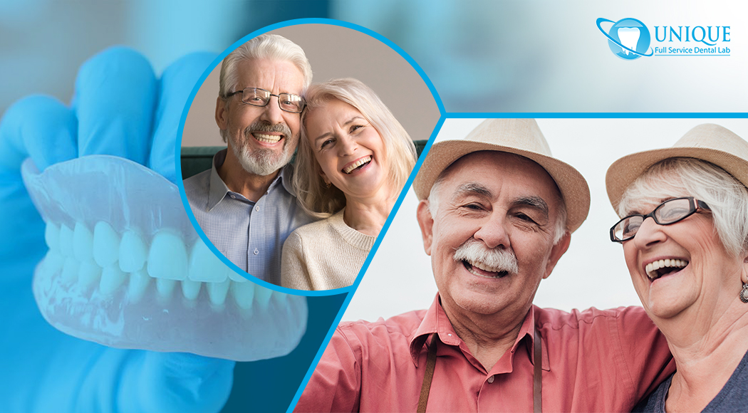 two-old-couples-smiling-and-laughing-with-hand-holding-partial-denture-in-the-background